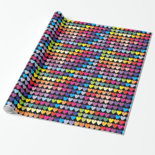 Papier Cadeau Motif de coeurs d'arc-en-ciel