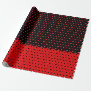 Papier Cadeau Motif De Coeurs Rouges Élégant Sur Noir Et Vice 