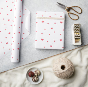 Papier Cadeau Motif de cœurs rouges mignons modernes