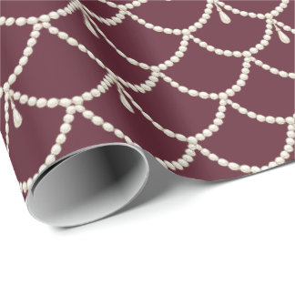 Papier Cadeau Motif de collier de perles de luxe | Perle ivoire