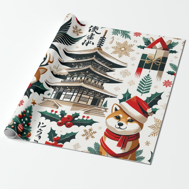 Papier Cadeau Motif de conception de Noël - Japon Thème 2 (Déroulé)