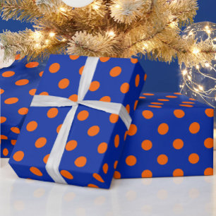 Papier Cadeau Motif de conception de points orange sur fond bleu