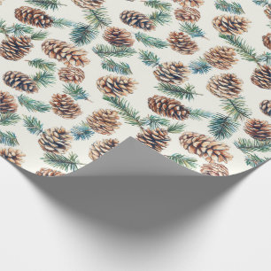 Papier Cadeau Motif de cônes de pin de Noël rustique