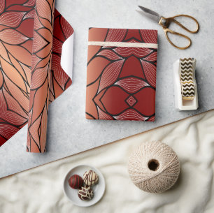 Papier Cadeau Motif de congé de bronze de cuivre rustique