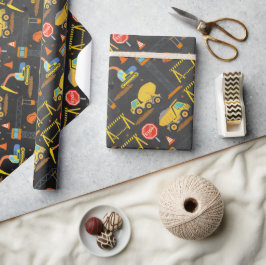 Papier Cadeau Motif de construction Anniversaire