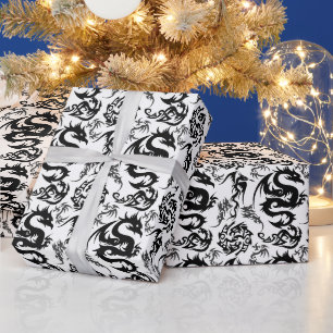 Papier Cadeau Motif de contour de dragons 05.b.DOLP01