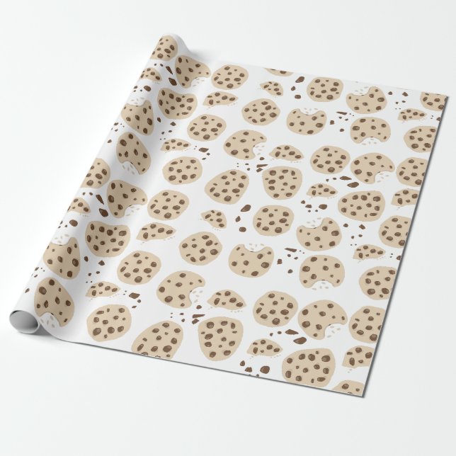 Papier Cadeau Motif de cookies à puces de chocolat (Déroulé)