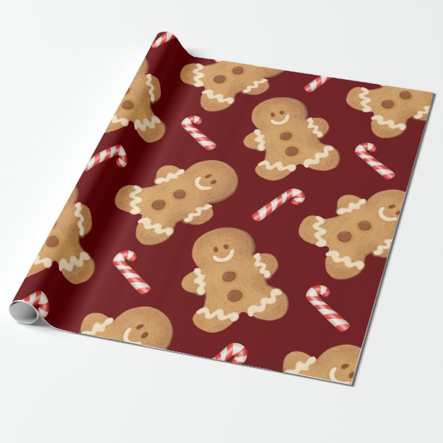 Papier Cadeau Motif de coordination du pain d'épices (Déroulé)