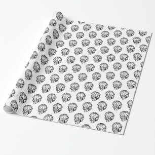 Papier Cadeau Motif de coque d'huîtres noir et blanc