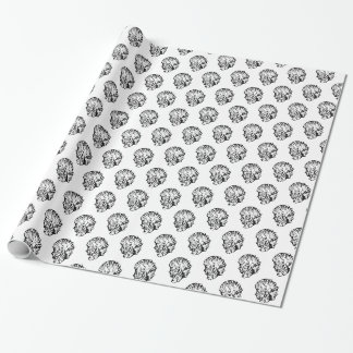 Papier Cadeau Motif de coque d'huîtres noir et blanc