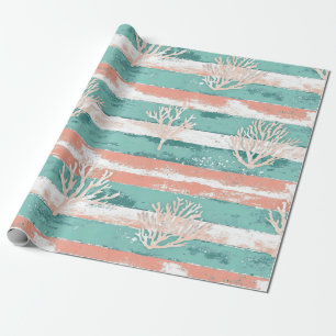 Papier Cadeau Motif de corail côtier d'été