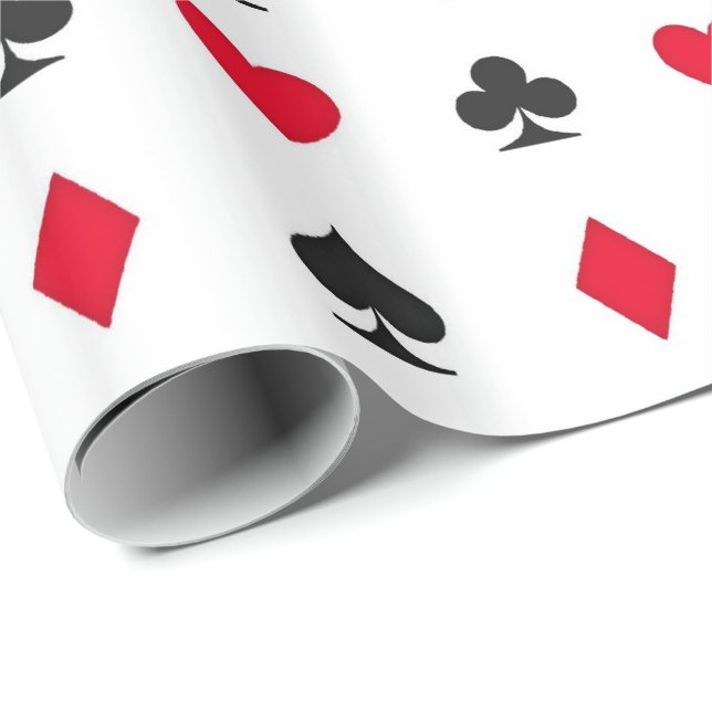 Papier Cadeau Motif de costumes de carte de jeu (Coin rond)