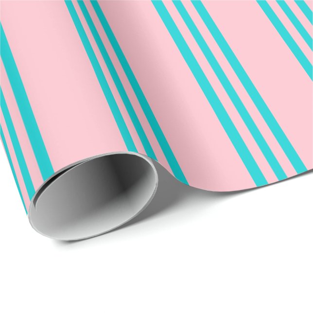 Papier Cadeau Motif de couleur rose et turquoise foncée (Coin rond)