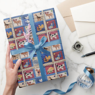 Papier Cadeau Motif de courtepointe animale
