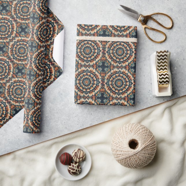 Papier Cadeau Motif de courtepointe Kaleidoscope (Artisanat)