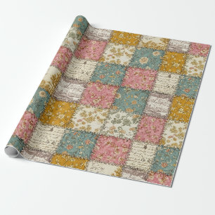 Papier Cadeau Motif de courtepointe rose Shabby Chic