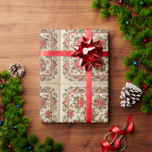 Papier Cadeau Motif de courtepointe rouge et crème