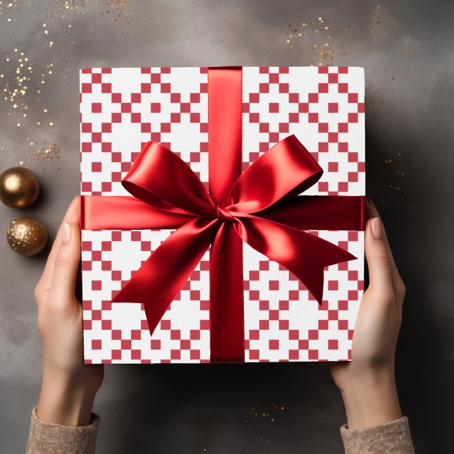 Papier Cadeau Motif de courtepointe rouge Noël (Créateur téléchargé)