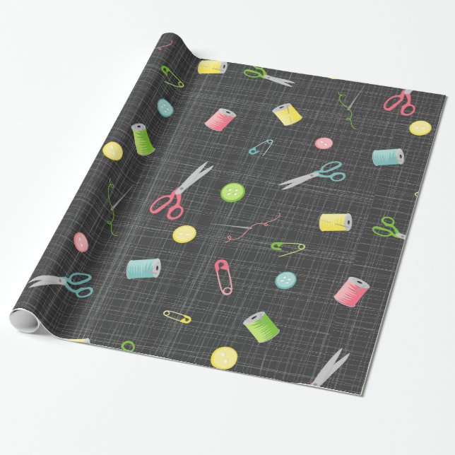 Papier Cadeau Motif de couture (Déroulé)