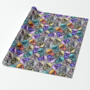 Papier Cadeau Motif de crâne gothique Halloween