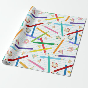 Papier Cadeau Motif de crayons colorés