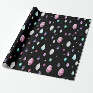 Papier Cadeau Motif de cristal et de pierre gemme