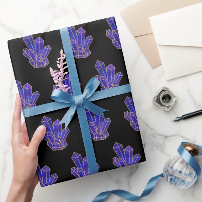 Papier Cadeau Motif de cristaux bleus (Cadeaux)
