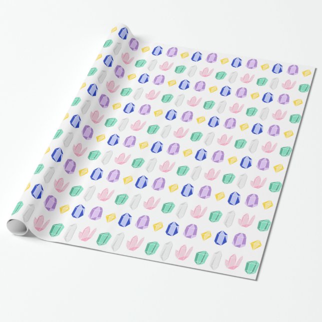 Papier Cadeau Motif de cristaux colorés (Déroulé)