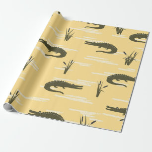 Papier Cadeau Motif de crocodiles sans couture. Rangeur jaune vi