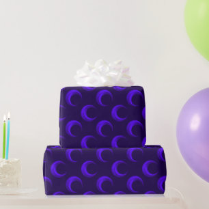 Papier Cadeau Motif de croissants de lune bleus Halloween