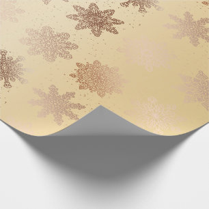 Papier Cadeau Motif de cuivre élégant de Noël de flocon de neige