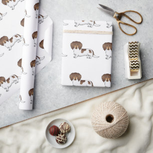 Papier Cadeau Motif de Dachshund à poil long chocolat et tan