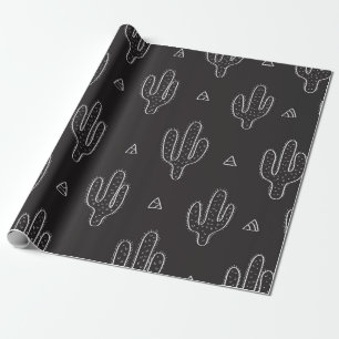 Papier Cadeau Motif de dactus sans couture dessiné à la main ave
