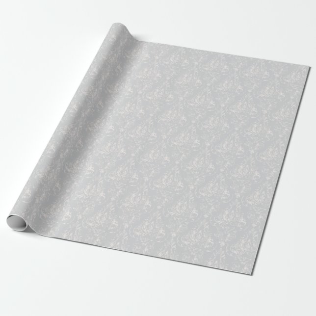 Papier Cadeau Motif de damassé âgé par argent (Déroulé)