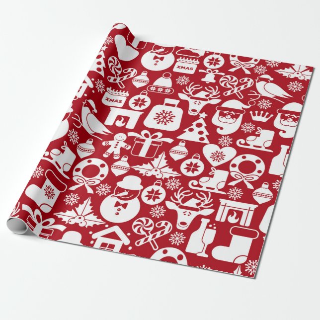 Papier Cadeau Motif de décoration de Noël (Déroulé)