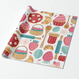 Papier Cadeau Motif de délice aux fraises