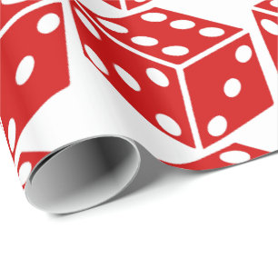 Papier Cadeau Motif de dés blanc rouge emballage papier jeu
