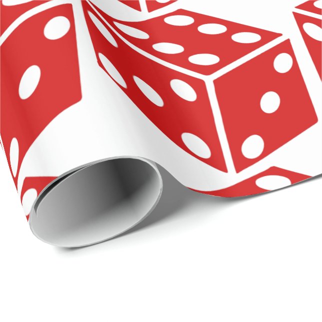 Papier Cadeau Motif de dés blanc rouge emballage papier jeu (Coin rond)
