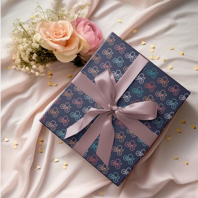 Papier Cadeau Motif de dessin à vélo (bicycle cartoon birthday packing gift wrap,gift wrapping paper,return gift wrap paper,paper gift)