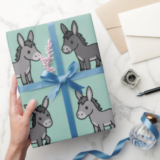 Papier Cadeau Motif de dessin animé d'âne mignon