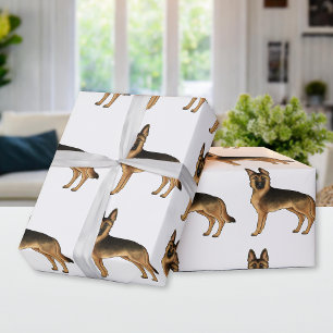 Papier Cadeau Motif De Dessin De Berger Allemand Noir Et Tan