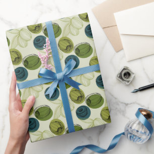 Papier Cadeau Motif de dessin de croquis vert olive