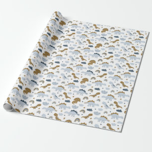 Papier Cadeau Motif de dinosaure arc-en-ciel mignon