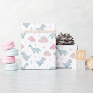 Papier Cadeau Motif de dinosaures roses