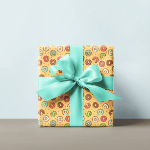 Papier Cadeau Motif de donut Crème orange