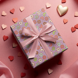 Papier Cadeau Motif de donut Violet