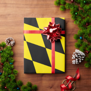 Papier Cadeau Motif de drapeau bavarois diamant noir et jaune