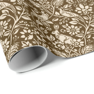 Papier Cadeau Motif de faisan et lièvre, Brown et beige