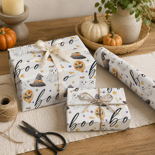 Papier Cadeau Motif de fantôme de citrouille d'Halloween à l'aqu