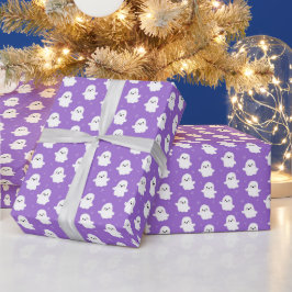 Papier Cadeau Motif de fantôme violet mignon – Conception d'Hall